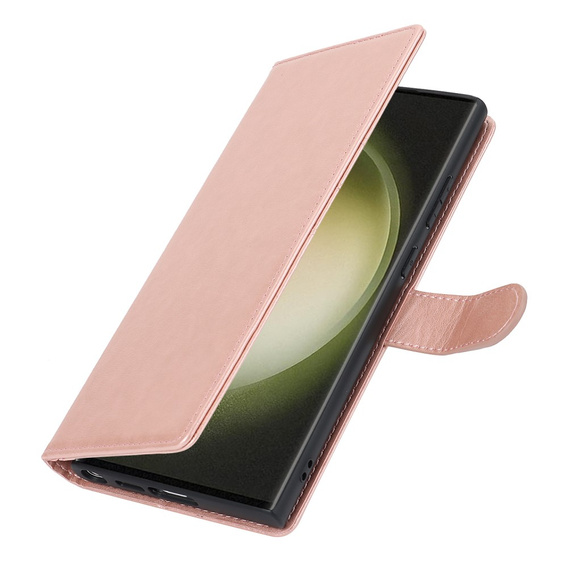 Etui z klapką do Samsung Galaxy S23 Ultra, Wallet, do MagSafe, różowe rose gold