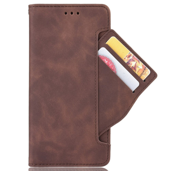 Etui z klapką do Honor 70 5G, Card Slot, brązowe