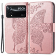 Etui z klapką do Xiaomi Poco X4 Pro 5G, Butterfly, różowe rose gold