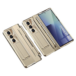Etui z podstawką do Samsung Galaxy Z Fold7 5G, z ochroną zawiasu, szkłem i rysikiem - złote
