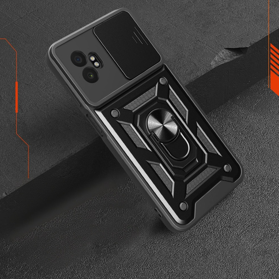 Etui z podstawką i przesłoną aparatu do Samsung Galaxy Xcover 7 Pro – czarne, pancerne, z ochroną kamery