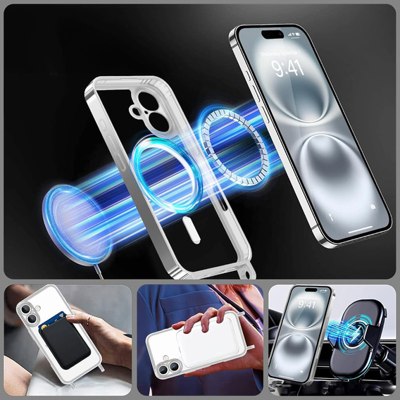 Etui do iPhone 17, Electro MagSafe, srebrne + Smycz