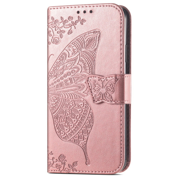 Etui z klapką do Motorola Moto G73 5G, Butterfly, różowe rose gold