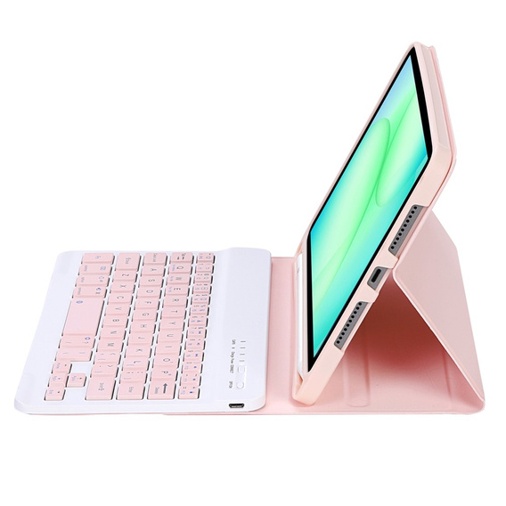 Etui z klawiaturą do Samsung Galaxy Tab A11, Leather Pen Slot, różowe