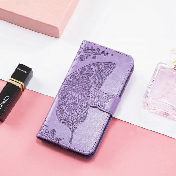 Etui z klapką do Xiaomi Redmi Note 14 4G, Butterfly, fioletowe