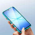 Etui do Samsung Galaxy A17 5G, Magnetic Dual Glass, przezroczyste z niebieskimi rantami