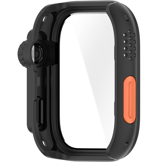 2w1 Etui + Szkło Hartowane do Huawei Watch Fit 4 Pro, Czarne/Pomarańczowe