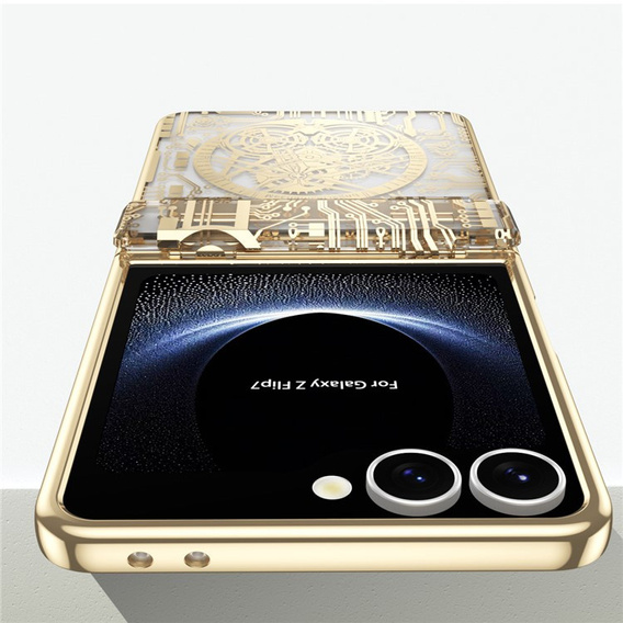 Etui do Samsung Galaxy Z Flip7 5G, Mechanical Legend, złote
