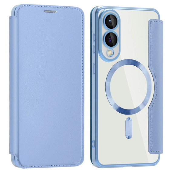	Etui skórzane do Samsung Galaxy S25 Edge – niebieskie, kompatybilne z MagSafe, z ochroną RFID