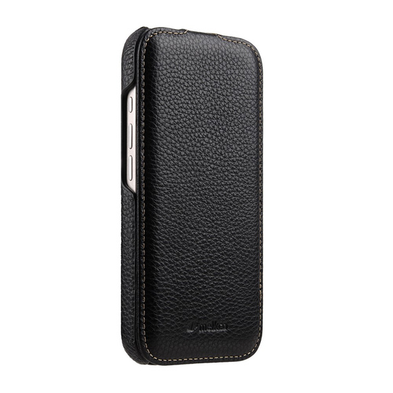 Etui MELKCO z klapką do iPhone 17 Pro, skórzane, flip, czarne