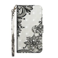 Etui Wallet do Samsung Galaxy S20 FE, Light Spots Decor, Black Flower