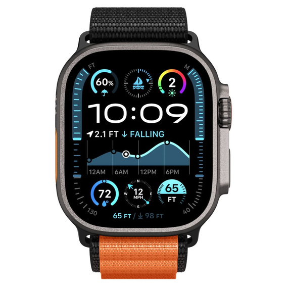 Pasek Spigen WBF1 Band do Apple Watch 8/9/10/11/SE/Ultra 1/2 (44/45/46/49 mm) – Black / Orange