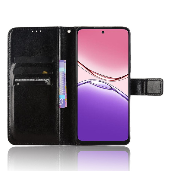 Etui z klapką do Oppo A5 Pro 5G, Crazy Horse Wallet, czarne