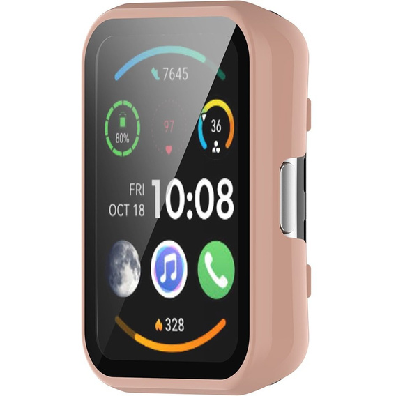 Etui z wbudowanym szkłem do Huawei Watch Fit 2, Rose Gold