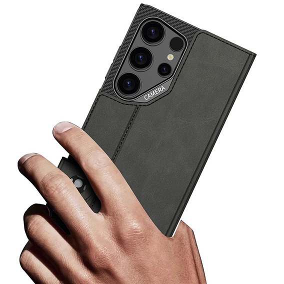 Etui z klapką do Samsung Galaxy S26 Ultra, GKK Card Slot Wallet, carbon czarne