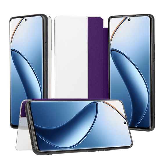 Etui z klapką do Realme 12 Pro 5G / 12 Pro+ 5G, Side View, fioletowe