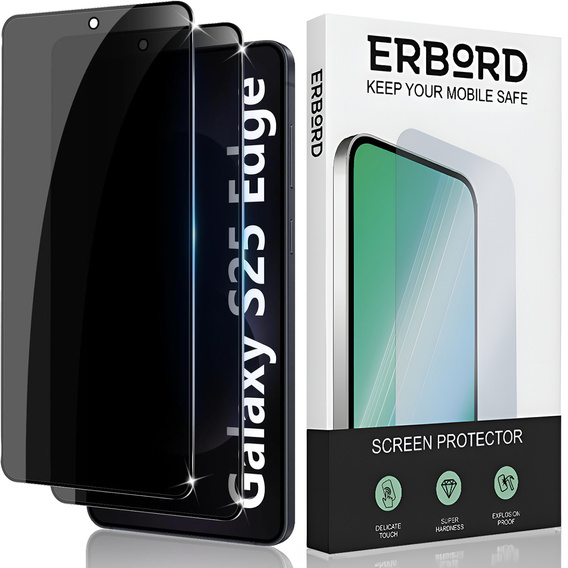 2x Szkło Prywatyzujące do Samsung Galaxy S25 Edge, ERBORD Anti-Spy Hartowane