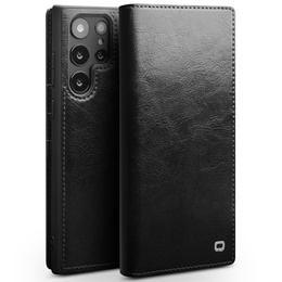Etui z klapką do Samsung Galaxy S22 Ultra 5G, QIALINO Leather Wallet, czarne
