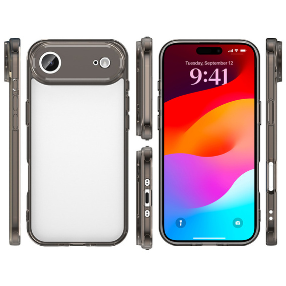 Etui do iPhone Air, silikonowe z twardym tyłem, przydymione czarne