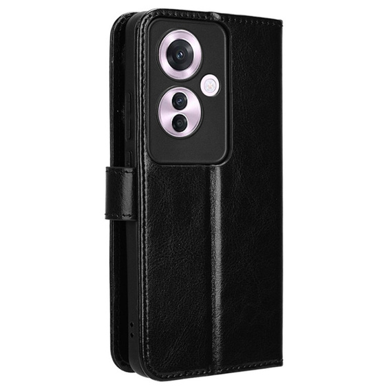 Etui z klapką do Oppo Reno 11F 5G, Crazy Horse Wallet, czarne
