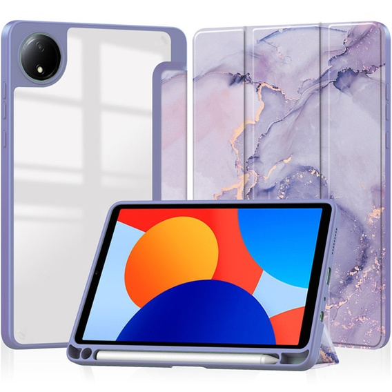 Stylowe etui do Xiaomi Redmi Pad SE 8.7" – Smartcase Hybrid Marble fioletowe