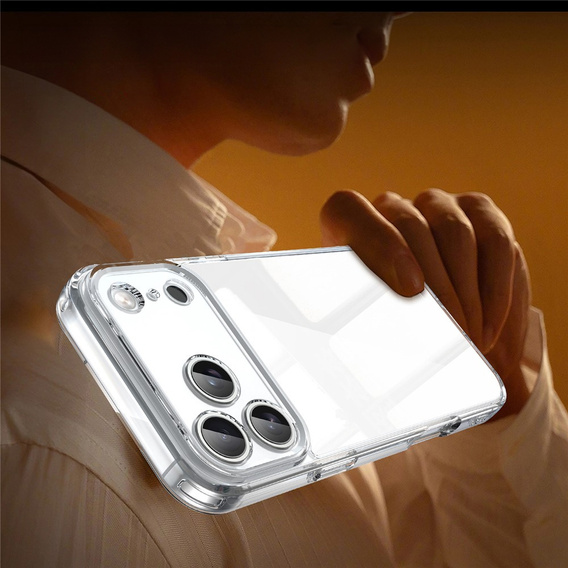 Etui do iPhone 17 Pro Max, silikonowe z twardym tyłem, przezroczyste