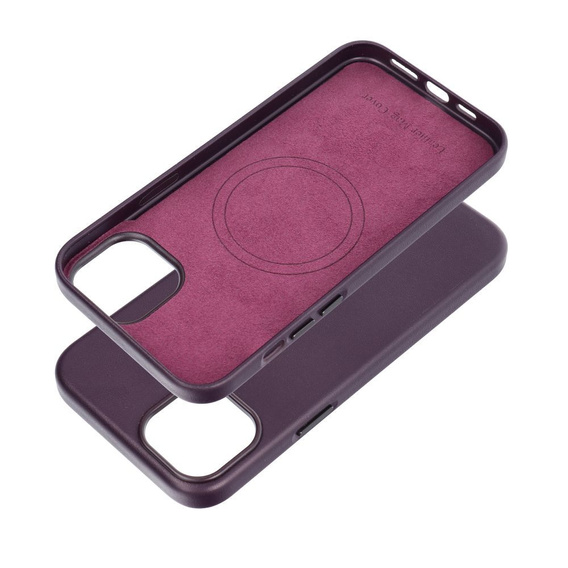 Etui Leather Mag Cover do iPhone 15 Plus, fioletowe