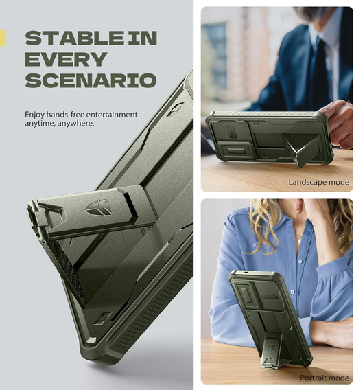 Etui pancerne do Samsung Galaxy S25 FE, Dexnor Full Body (Two Frames), zielone