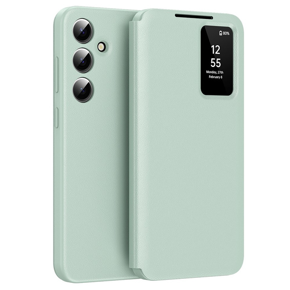Etui z klapką do Samsung Galaxy A55 5G – zielone, Smart View Wallet z kieszenią na kartę