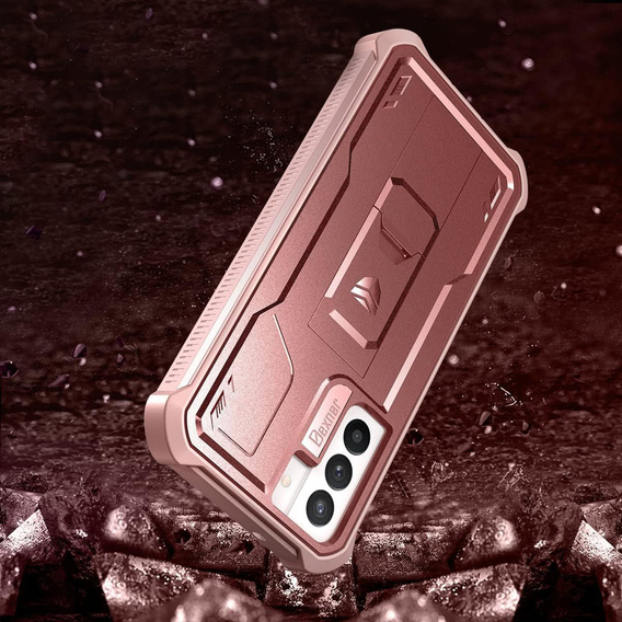 OUTLET Etui pancerne do Samsung Galaxy S21 FE, Dexnor Full Body, różowe rose gold