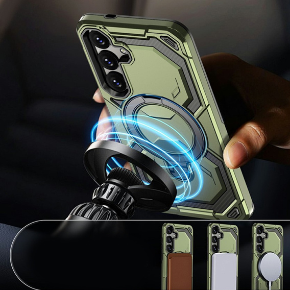 Etui magnetyczne do Samsung Galaxy A57 5G z podstawką, zielone