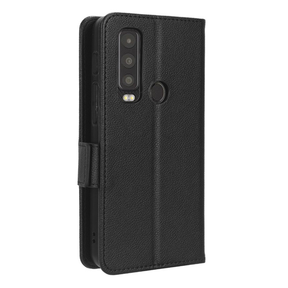 Etui z klapką do Cat S75 5G, Wallet Litchi Magnet, czarne