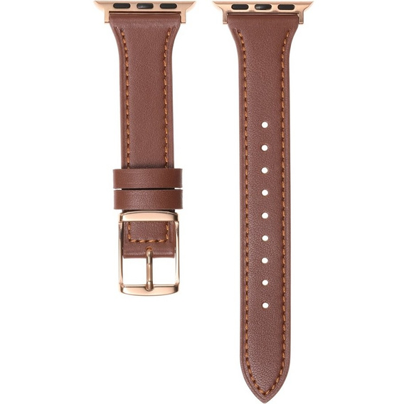 Pasek Skórzany do Apple Watch 1/2/3/4/5/6/7/8/9/10/11/SE Ultra 1/2/3 42/44/45/46/49mm, Brązowy