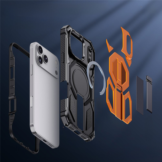 Etui ochronne do iPhone 17 Pro Max do MagSafe, z podstawką, pomarańczowe