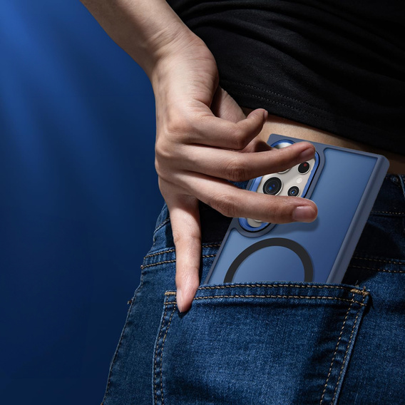 Etui do Samsung Galaxy S25 Ultra, Kickstand Matt Case, do MagSafe, niebieskie + Szkło na ekran
