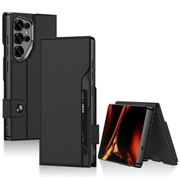 Etui z klapką do Samsung Galaxy S26 Ultra, GKK Card Slot Wallet, carbon czarne