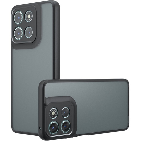Etui do Motorola Moto G56 5G, z ochroną aparatu, przezroczyste z czarną ramką