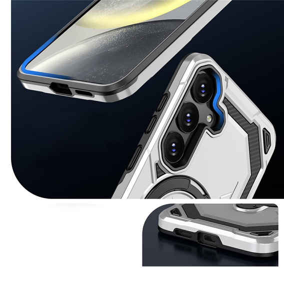 Etui magnetyczne do Samsung Galaxy A57 5G z podstawką, srebrne