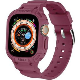 Pasek Silikonowy z Etui do Apple Watch Ultra 1/2/3 49mm, Bordowy