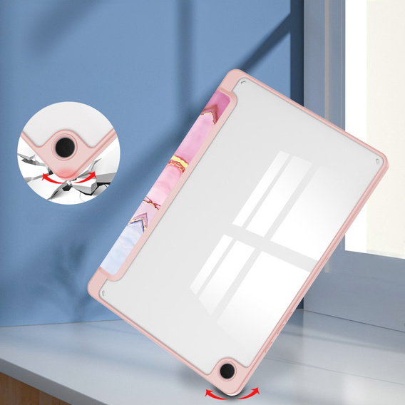 Stylowe etui do Samsung Galaxy Tab A9+ – Smartcase Hybrid Marble różowe