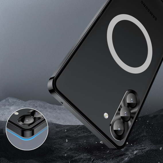 Etui z ochroną aparatu do Samsung Galaxy S23 Plus, CamShield MagSafe, przezroczyste / czarne