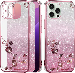 Etui do iPhone 16 Pro, Glitter Flower, różowe rose gold