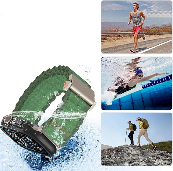 Pasek Nylonowy do Apple Watch 1/2/3/4/5/6/7/8/9/10/11/SE Ultra 1/2/3 42/44/45/46/49mm, Zielony