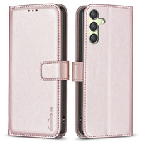 Etui z klapką do Samsung Galaxy A15, BINFEN Wallet, różowe rose gold + szkło 9H