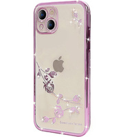 Etui do iPhone 15 Plus, Glitter Flower, fioletowe