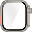 2w1 Etui + Szkło Hartowane do Huawei Watch Fit 4 Pro, Tytanowe/Pomarańczowe