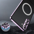 Etui z ochroną aparatu do Samsung Galaxy S24+ Plus, CamShield MagSafe, przezroczyste / fioletowe