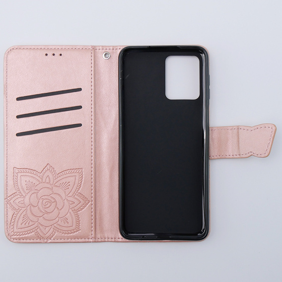 Etui z klapką do Motorola Moto G54 5G, Butterfly, różowe rose gold