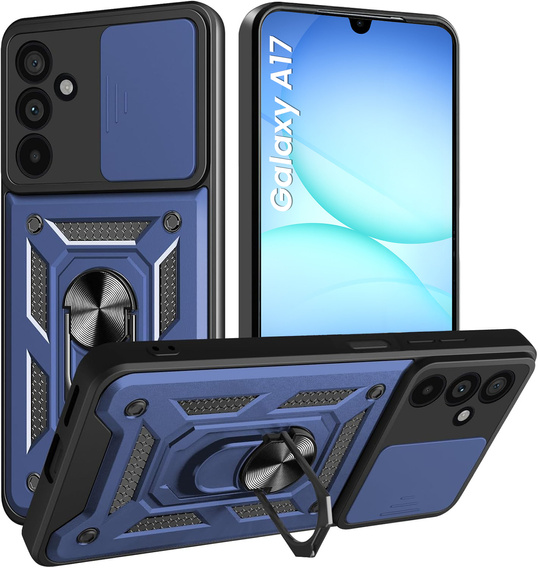 Etui pancerne do Samsung Galaxy A17 5G, CamShield Slide, niebieskie