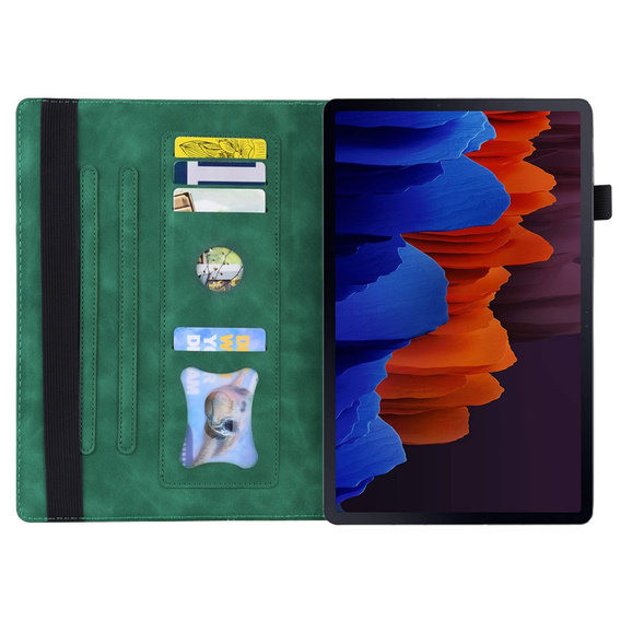 Etui biznesowe z eko-skóry do Samsung Galaxy Tab S10 Lite / S10 FE / S9 FE / S9 / S8 / S7 – zielone